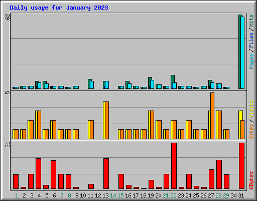 Daily usage for January 2023